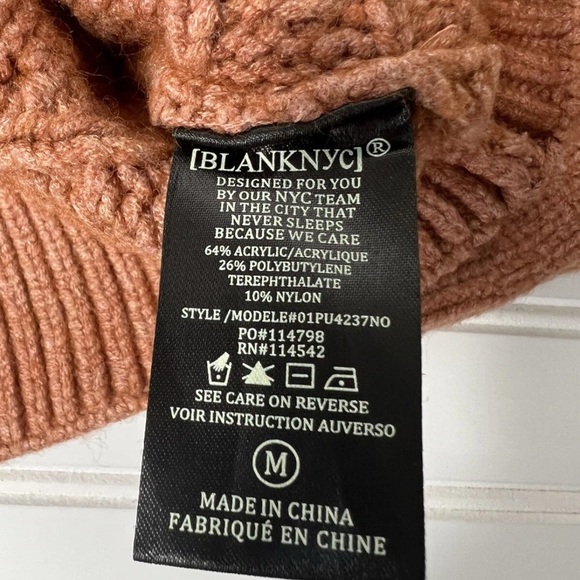 Blank NYC Cry Me A River Horizontal Cable Crewneck Sweater Women Medium NEW. 224 - Picture 5 of 5